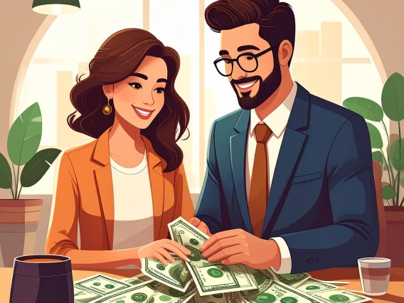 adult couple managing their income